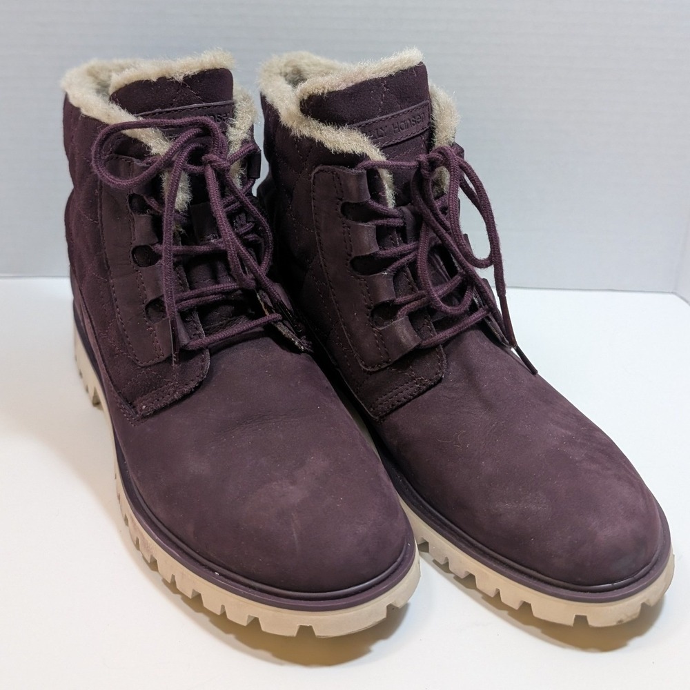 Helly Hansen Vega Winter Boots Waterproof Suede Nubuck Leather Womens 8 Purple